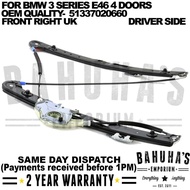 BMW E46 Front Right Window Regulator Electric Driver 3 Series 1998-05 w/o motor BMW E46 WINDOW REGUL