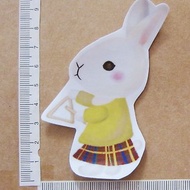 手繪插畫風格 完全 防水貼紙 兔子樂隊 樂器 三角鐵 白兔
