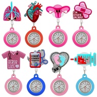 Brooch Fob Pocket Watch Badge Reel,Cartoon Glitter Retractable Pocket Watch for Nurses Doctors Clip-
