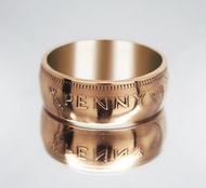 英國硬幣戒指 1 便士 1967 年男士硬幣戒指 女士硬幣戒指