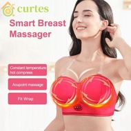 CURTES Electric Breast Massager Bra, PU leather Smart Vibrating Electric Vibration Bra, Rechargeable Hot Compress Electric Breast Beauty Instrument Dredge Breast