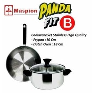 Maspion Panda Set Fit B Dutch Oven 18cm + Frypan 20cm Stainless Set (housekeeping.id)