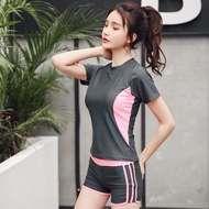 Avae Plus Size Swimming Wear Women Slim Solid Color Swimsuit Korean Split Cropped Pants Swimwear Two