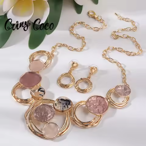 Cring Coco Acrylic Necklaces Pendant Fashion Pink Choker New in Jewelry Geometric Necklace Mother's 