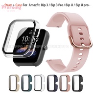 Sport Band + Glass Case for Amazfit Bip 3 / Bip 3 Pro / Bip U / Bip U pro Smart Watch silicone Strap