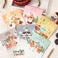6 Pcs Cartoon Christmas Party Gift Cards with Envelope Lovely Festival Celebration Greeting Card