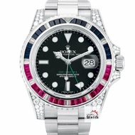 【大眾名錶】ROLEX 勞力士116710LN改116759SARU 2011/06 GMT兩地時區 精鑲紅藍寶石鑽圈/鑽腳 錶徑40mm 自動上鍊 大眾名錶G258