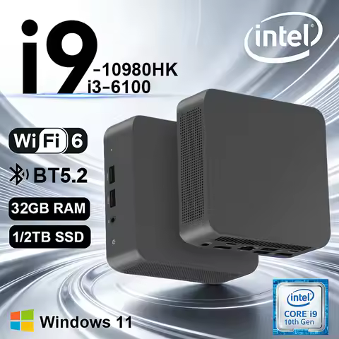 2026 NEW Core i9 10980HK/i3-6100 Portable Mini PC Computer Windows 11 16/32GB RAM 1/2TB SSD WiFi 6 B