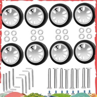 8pcs Luggage Wheels Replacement Kit,Dia 2in/50mm Thick 0.47in/12mm Resistant Rubber Mute Caster Repl