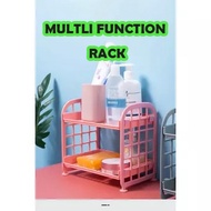 Ready Stock Macaron Double Layers Destop Rack/Makeup Storage/Stationary Box Table Desk Organizer Rak