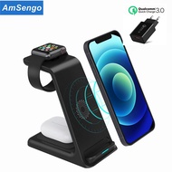 3 in 1 Wireless Charger For iPhone 12Mini 11 XS X Chargers 15W Fast Charging Induction Stand For Apple Watch 6 5 4 3 AirPods Pro
