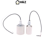 H&Z E14/E27 Ceramic Screw Lamp Holder LED Light Heat Resistant Adapter Home Use Round Soet For Bulb 