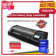 CUYI A4 / A3 Size Laminator HOT / COLD / REVERSE Function 220V Heavy Duty Laminating Machine with Fr