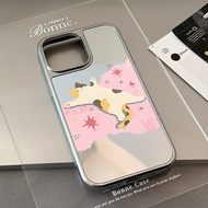 case for iphone xr 11 12 13 14 15 16 pro max plus air back cover cute naughty cat pattern mirror pat