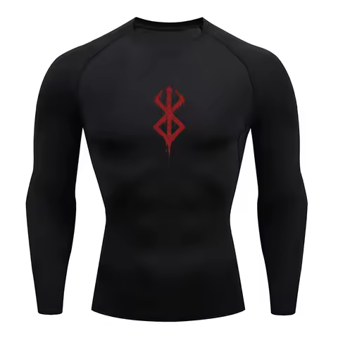Anime Men's Compression Shirt Fitness Sport Running Tight Gym TShirts Athletic Workout Quick Dry Top