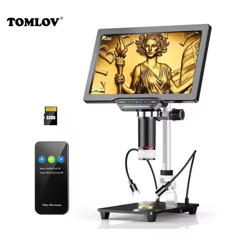 TOMLOV DM202 Digital Microscope DM201 Pro HDMI Microscop LED 10" Electronic Video Magnifier 1300X Fo