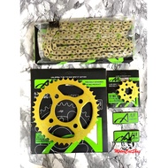 Honda RS150 / RS-X150 Aji Racing Sprocket Set With Chain O-Ring (Gold) (428-132L) Sprocket Rantai O-