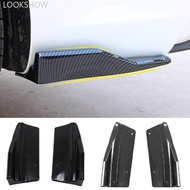 LOOKSHOW 2Pcs Universal Carbon Fiber Car Rear Bumper Lip & Corner Protector Rear Diffuser Side Skirt
