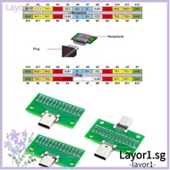 LAYOR1 Type-C Male to Female Test PCB Board, Female Male Head Convertor Data Line Wire Cable Transfer 24P 2.54mm Connector Socket, Male and Female Test Board