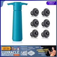 [sgstock] Vacu Vin Blue Pump with Wine Saver stoppers - Keeps wine fresh for up to 10 days (Blue 6 Stoppers) - [Blue wit