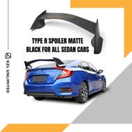 KZLU Type R Spoiler Pre-painted as Matte Black for All Sedan Cars Honda city 2012-25 Accent-2014-25 