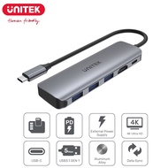 Unitek uHUB P5+ 5 in 1 USB-A Ports Powered USB Type-C Hub with 100W Power Delivery and HDMI HDCP2.2 