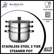 San Seng GMI Stainless Steel 3 Tier Steamer Pot 30CM - 36CM Multipurpose Pot | Hotpot | Induction & 