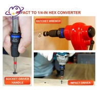 [mayhome] Impact Hex Converter For Screwdriver Bit 1/2 3/8 1/4-Inch Square Drive To 1/4-Inch Qui Rel