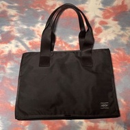90% new porter handy folding shopper bag black 黑x紅可摺疊尼龍手抽拉鏈購物袋