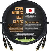 WORLDS BEST CABLES 2.5 Foot – High-Definition Audio Interconnect Cable Pair Custom Made Using Mogami 2964 Wire and Eminence Gold Locking RCA Connectors
