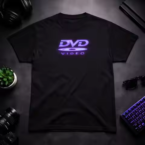 Retro Cotton T-shirt - Retro DVD Video Logo, Loose Street Style, Fashionable and Comfortable Daily W