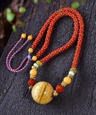 天然俄料蜜蠟圓珠鎖骨鏈吊墜 滿蜜雞油黃 蜜滿蠟實 無雜裂