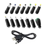 USB to DC5V Charging Cable Comes with 14 Adapter Plugs DC5521 Female for Multiple Electronic Devices