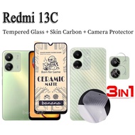 For Redmi 13C Ceramic Tempered Glass for Redmi13C 13 C Matte Full Screen Protector 3 in 1 Camera Len