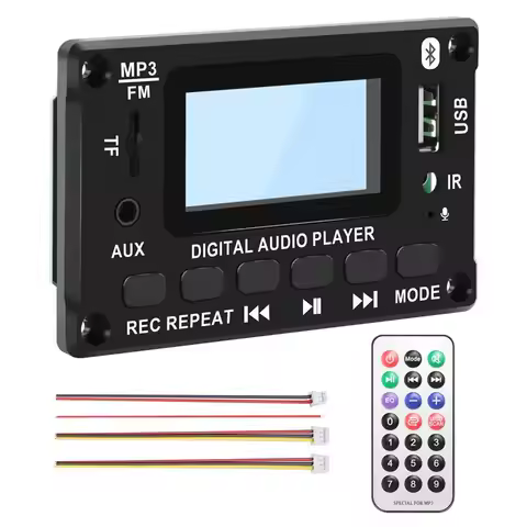 ABXV-Car Bluetooth MP3 Decoder Board LCD Display MP3 Audio Module Speaker Support FM Radio AUX USB D