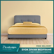 Divan Fabric Budget Bed Frame in Grey Colour headboard (Queen/Single) Flexidesignx