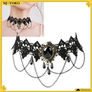Beautiful Gothic Necklace Lace Fabric Necklace Gothic Black Flower Punk Rock Agate Chain