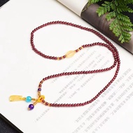 Natural Garnet Bracelet Wine Red Hand-woven Multi-Circle Pomegranate Red Men Women Bracelet 5KCF