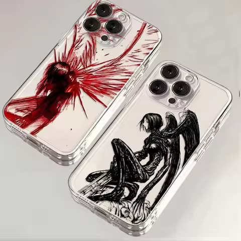 Transparent Punk Cool Angel Death Demon Phone Case For TECNO CAMON 30 20 POVA 6 SPARK 10 Infinix Sma
