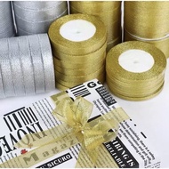 1roll Glitter Metalic Organza Ribbon Ideal For Box Deco/Flower Ribbon/DIY Bow Craft/25 Yard per roll