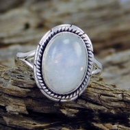 Vintage Punk Original 925 Sterling Silver Natural Moonstone Jewelry Rings Handmade Vintage Indian Je