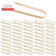 50Pcs Tongs Disposable Cooking Utensils Mini Bamboo Tongs Natural Toast Tongs for Cooking