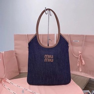 MIUMIU/Mumu New Style Isetan Limited Tote Bag Denim Shoulder Bag Underarm Bag Handbag Female Bag 5BG