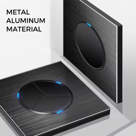 YINKA Aluminum Alloy Brushed Universal Round Home Wall Switch Panel LED Indicator Switch on/Off 250V