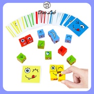 New 64pcs Cube Face Changing Building Blocks Board Game Expression Wooden Puzzle Blocks Educational 