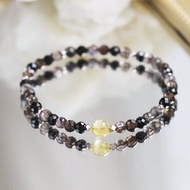 黑超七 金髮晶 黑曜石 黑髮晶 鈦晶 強招財事業健康避邪 水晶手鍊