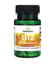 [ วิตามินบี 12 ] Swanson, Vitamin B12 (500 mcg) x 30 แคปซูล (Capsules)