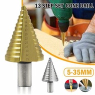 **包郵** [銀色] 圓柄5-35mm高速鋼階梯鑽 開孔器 寶塔鑽 木工鋁板打孔鑽 [平行進口] YY3103