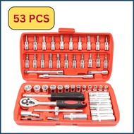 46/53PCS 1/4 Inch Bit And Socket Set Ratchet Wrench Combination Tool Kit
