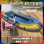 INTEX 68370 Challenger 3 Boat Set Inflatable Boat Fishing Boat PVC Rubber with Paddles Pump Bot Kola